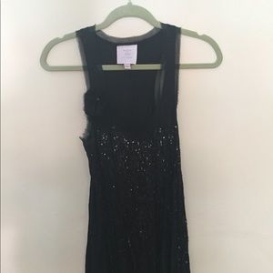 Sequined little black dress
